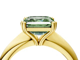 Yellow gold Fancy Green Asscher  Cut Solitaire Engagement Ring with Tapered Band and Four-Prong Setting 4