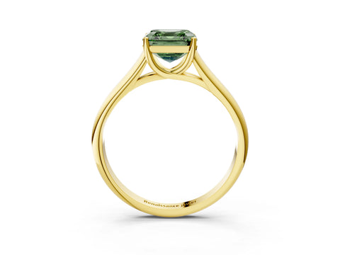 Yellow gold Fancy Green Asscher Cut Solitaire Engagement Ring with Tapered Band and Four-Prong Setting_6