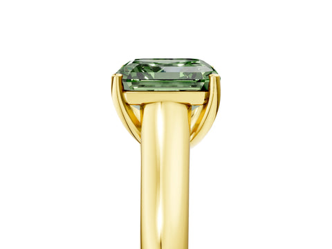 Yellow gold Fancy Green Asscher Cut Solitaire Engagement Ring with Tapered Band and Four-Prong Setting_8