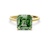 Yellow gold Fancy Green Asscher  Cut Solitaire Engagement Ring with Thin Band and Four-Prong Setting_20