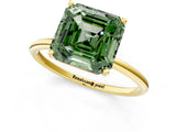 Yellow gold Fancy Green Asscher  Cut Solitaire Engagement Ring with Thin Band and Four-Prong Setting_21