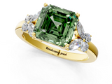 Yellow gold Fancy Green Asscher  Cut Solitaire Floral Diamond Ring with Four-Prong Setting_11