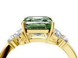 Yellow gold Fancy Green Asscher  Cut Solitaire Floral Diamond Ring with Four-Prong Setting_14