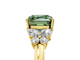 Yellow gold Fancy Green Asscher  Cut Solitaire Floral Diamond Ring with Four-Prong Setting_15