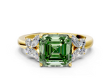 Yellow gold Fancy Green Asscher  Cut Solitaire Floral Diamond Ring with Four-Prong Setting_27
