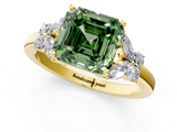 Yellow gold Fancy Green Asscher  Cut Solitaire Floral Diamond Ring with Four-Prong Setting_28