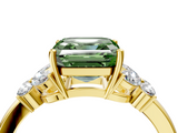 Yellow gold Fancy Green Asscher  Cut Solitaire Floral Diamond Ring with Four-Prong Setting_4