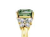 Yellow gold Fancy Green Asscher  Cut Solitaire Floral Diamond Ring with Four-Prong Setting_5