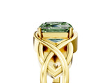 Yellow gold Fancy Green Asscher Cut Solitaire Intertwined Band Prong Setting Ring_5