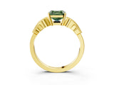 Yellow gold Fancy Green Asscher Cut Solitaire Milgrain Leaf Band with Prong Setting_15