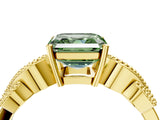 Yellow gold Fancy Green Asscher Cut Solitaire Milgrain Leaf Band with Prong Setting_16