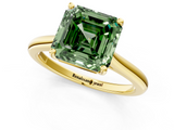 Yellow gold Fancy Green Asscher  Cut Solitaire Ring with Cathedral Band and Four-Prong Setting_1