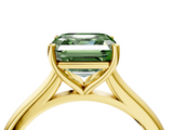Yellow gold Fancy Green Asscher  Cut Solitaire Ring with Cathedral Band and Four-Prong Setting_4