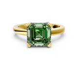 Yellow gold Fancy Green Asscher  Cut Solitaire Ring with Four-Prong Setting and Classic Band_17