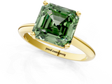 Yellow gold Fancy Green Asscher  Cut Solitaire Ring with Four-Prong Setting on a Classic Band_1