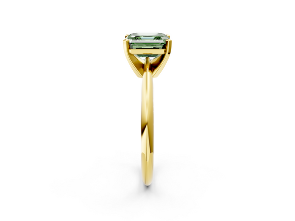 Yellow Gold Asscher Cut Plain Knife-Edge Solitaire Engagement Ring Setting for Fancy Green Center