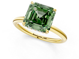 Yellow gold Fancy Green Asscher  Cut Solitaire Ring with Thin Band and Four-Prong Setting_18