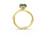 Yellow gold Fancy Green Asscher  Cut Solitaire Ring with Thin Band and Four-Prong Setting_20