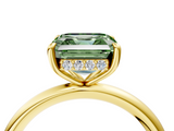 Yellow gold Fancy Green Asscher  Cut Solitaire Ring with Thin Band and Four-Prong Setting_21