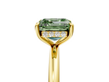 Yellow gold Fancy Green Asscher  Cut Solitaire Ring with Thin Band and Four-Prong Setting_22