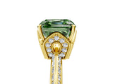 Yellow gold Fancy Green Asscher Cut Solitaire Split Shank Pave Diamond Engagement Ring with Four-Prong Setting_29