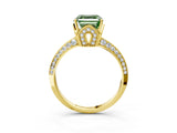 Yellow gold Fancy Green Asscher Cut Solitaire Split Shank Pave Diamond Engagement Ring with Four-Prong Setting_3