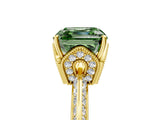 Yellow gold Fancy Green Asscher Cut Solitaire Split Shank Pave Diamond Engagement Ring with Four-Prong Setting_5