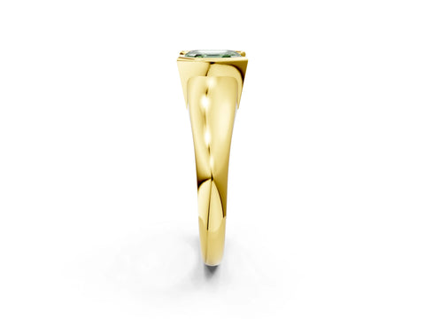 Yellow gold Fancy Green Asscher Cut Solitaire Tension Set Diamond Ring with Split Shank Band_2