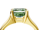 Yellow gold Fancy Green Asscher Cut Solitaire Tension Set Diamond Ring with Split Shank Band_4