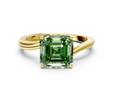 Yellow gold Fancy Green Asscher  Cut Solitaire Twist Band Ring with Four-Prong Setting_18