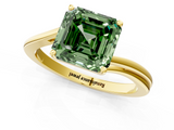 Yellow gold Fancy Green Asscher  Cut Solitaire Twist Band Ring with Four-Prong Setting_19