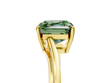 Yellow gold Fancy Green Asscher  Cut Solitaire Twist Band Ring with Four-Prong Setting_23