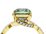 Yellow gold Fancy Green Asscher Cut Solitaire Twist Pave Diamond Engagement Ring with Prong Setting_28