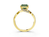 Yellow gold Fancy Green Asscher Cut Solitaire Twist Pave Diamond Engagement Ring with Prong Setting_3