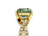 Yellow gold Fancy Green Asscher Cut Solitaire Twist Pave Diamond Engagement Ring with Prong Setting_5