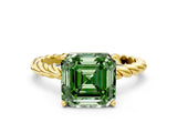 Yellow gold Fancy Green Asscher  Cut Solitaire Twisted Band with Four-Prong Setting_29