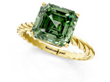 Yellow gold Fancy Green Asscher  Cut Solitaire Twisted Band with Four-Prong Setting_30