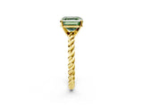 Yellow gold Fancy Green Asscher  Cut Solitaire Twisted Band with Four-Prong Setting_31