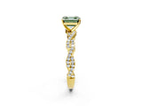 Yellow gold Fancy Green Asscher Cut Solitaire Twisted Pave Band with Four-Prong Setting_4