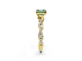 Yellow gold Fancy Green Asscher Cut Solitaire Twisted Pave Band with Four-Prong Setting_5