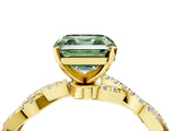 Yellow gold Fancy Green Asscher Cut Solitaire Twisted Pave Band with Four-Prong Setting_7