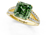 Yellow gold Fancy Green Asscher  Cut Split Shank Pave Diamond Engagement Ring with Four-Prong Setting_1