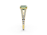 Yellow gold Fancy Green Asscher  Cut Split Shank Pave Diamond Engagement Ring with Four-Prong Setting_2