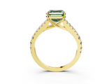 Yellow gold Fancy Green Asscher  Cut Split Shank Pave Diamond Engagement Ring with Four-Prong Setting_3
