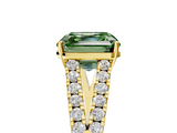 Yellow gold Fancy Green Asscher  Cut Split Shank Pave Diamond Engagement Ring with Four-Prong Setting_5