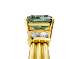 Yellow gold Fancy Green Asscher  Cut Three-Stone Channel Set Ring with Bar Prongs_5