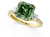 Yellow gold Fancy Green Asscher  Cut Three-Stone Diamond Pavé Band with Prong Setting_18