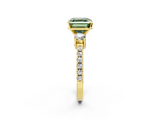 Yellow gold Fancy Green Asscher  Cut Three-Stone Diamond Pavé Band with Prong Setting_19