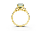 Yellow gold Fancy Green Asscher  Cut Three-Stone Diamond Pavé Band with Prong Setting_20