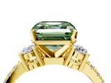 Yellow gold Fancy Green Asscher  Cut Three-Stone Diamond Pavé Band with Prong Setting_21